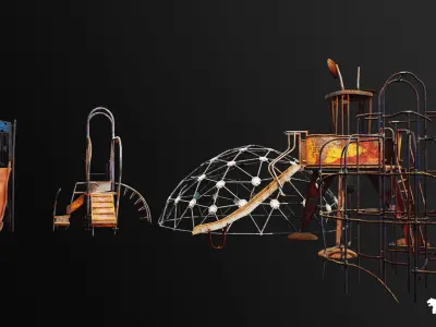 Post Apocalyptic Playground Equipment VOL 1 Low-poly 3D model