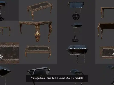Vintage Desk and Table Lamp Duo 3D Model Pack
