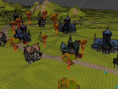 Village in world of warcraft Low-poly 3D model