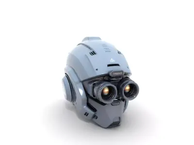 Futuristic Cyber Helmet Matte Graphite Low-poly 3D model