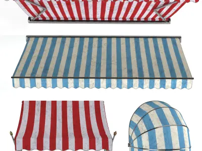 awning collection with rainbow stripe 3D model
