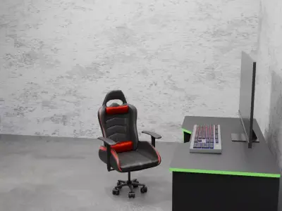 Black Modern Stylish Gaming Desk Low-poly 3D model