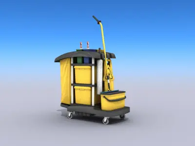 Cleaning Cart Low-poly 3D model