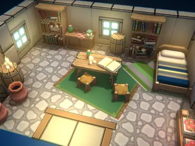 EnviroKit - HOME INTERIORS - Retro Lowpoly  Low-poly 3D model