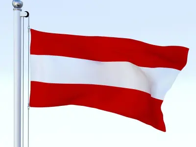 Animated Flag Austria Low-poly 3D model