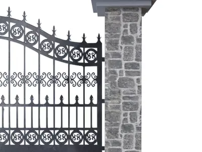 Ornamental Wrought Iron Gate Low Poly PBR 3D Model Low-poly 3D model