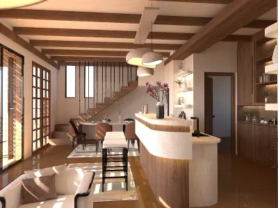 wooden house 3D model 8