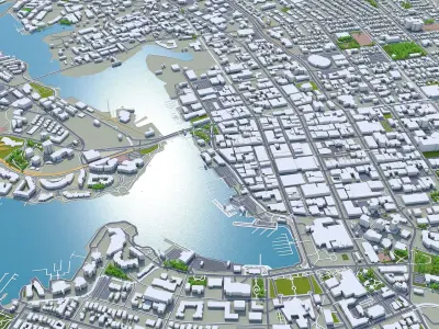 Victoria Canada 30km Low-poly 3D model