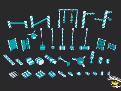 Runner Obstacles Pack Low-poly 3D model