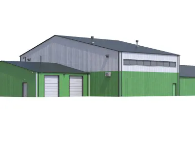 Industrial Building 9 Green Low-poly 3D model