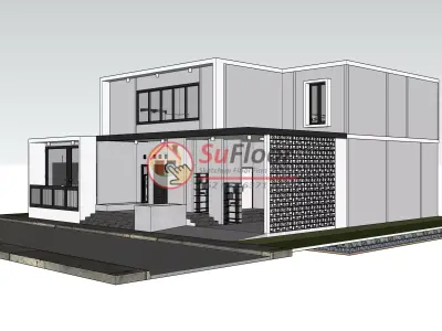 House 15x16m code 593 - Sketchup 3D model 3D model 3D model
