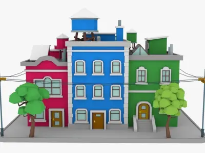 LowPoly City Block04 Low-poly 3D model