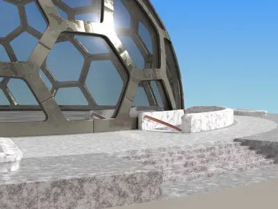 medium hexagon dome with an underground entrance 3D model