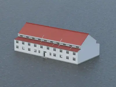 Factory Building Low-poly 3D model