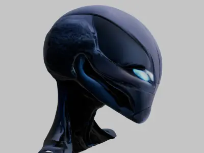 Fantasy Lowpoly Alien Head Bust Sculpt Figure Printable Low-poly 3D model