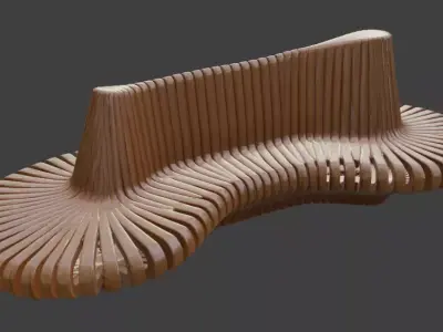 Wooden Park Bench 3D Model 3D model