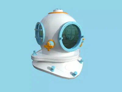Diving Helmet 09 - Cartoon Blue - Character Design Fashion Low-poly 3D model
