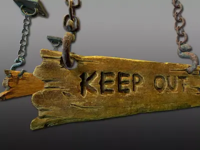 Keep Out Hanging Signs - Game Ready Low-poly 3D model