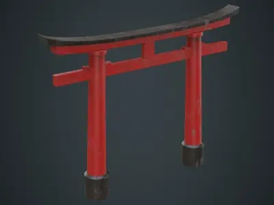 Torii Gate 1B Low-poly 3D model
