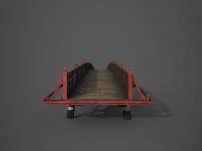Asian bridge japanese Low-poly 3D model