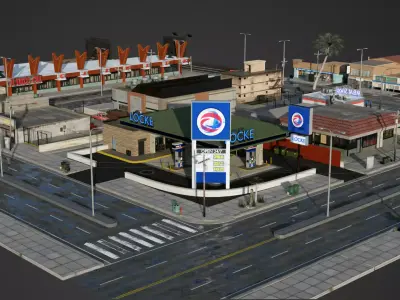 City Street Low-poly 3D model