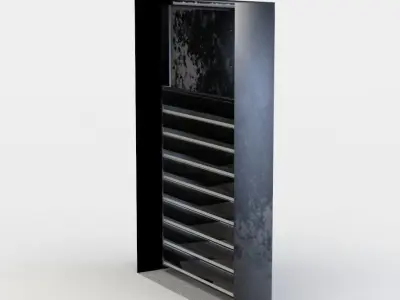 Window metal cabinet with shelves Low-poly 3D model
