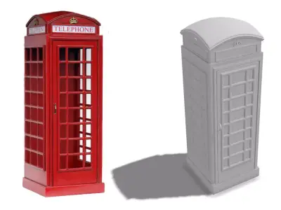 Red Telephone Booth  I  PBR Model 3D model