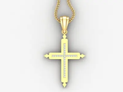 High Cross Pendant Light Gold 18K 4CP024 3D print model
