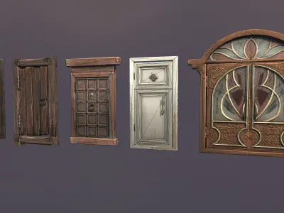 Doors pack Low-poly 3D model
