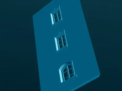 Charming Tall Narrow Village House with Window Shutters 3D print model