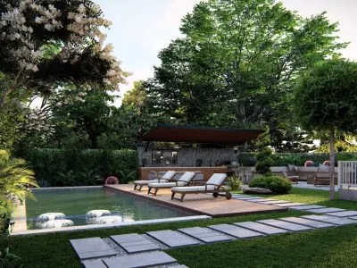  3D Exterior Scene 3D model design garden and landscape 3D model