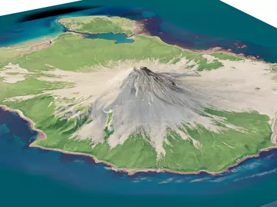 Augustine island full 3D model terrain 3D model