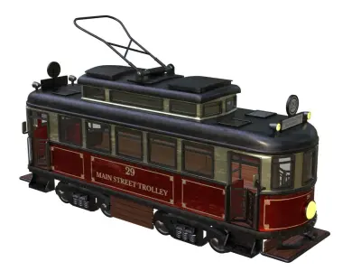 Old Tram Low-poly 3D model