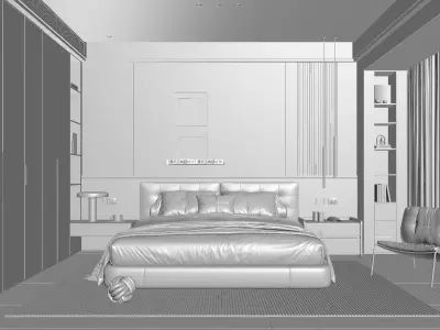 Modern Bedroom 3D Model 3D model