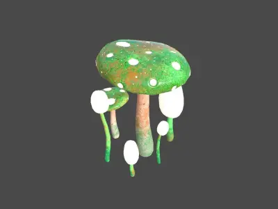 Fantasy Mushroom H09 Green Orange - Scene Backdrop Design Low-poly 3D model