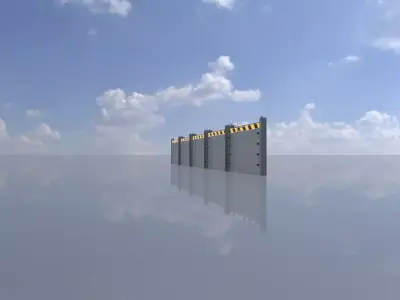 Aluminum flood barrier 1 m x 10 m Low-poly 3D model