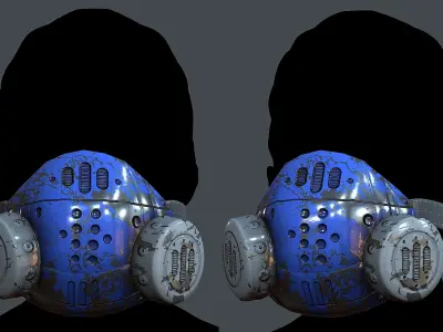 Gas mask helmet 3d model scifi Low-poly Low-poly 3D model Low-poly 3D model 59