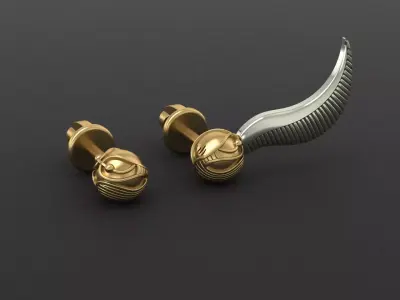 Stud earrings snitch Harry Potter 3D print model