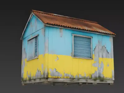 Weathered Wooden Fisherman Shack 3D Model Low-poly 3D model