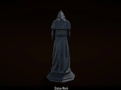  Statue of a monk Low-poly 3D model
