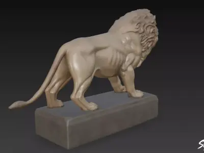 Lion Statue V17 Low-poly 3D model