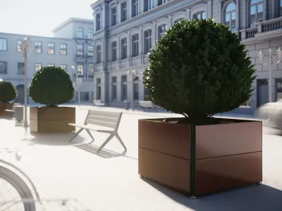 Spherical bush in a pot 3D model