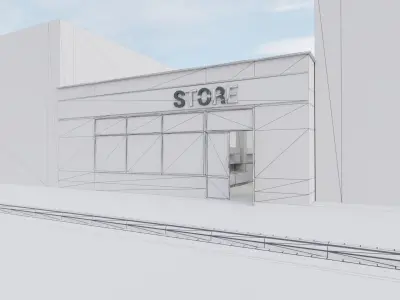 Supermarket store front 3D model
