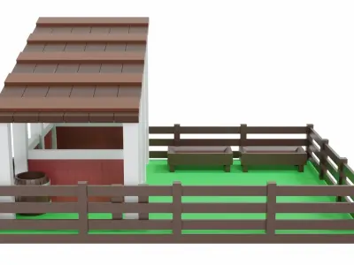 Animal Pen Scene Low-poly 3D model