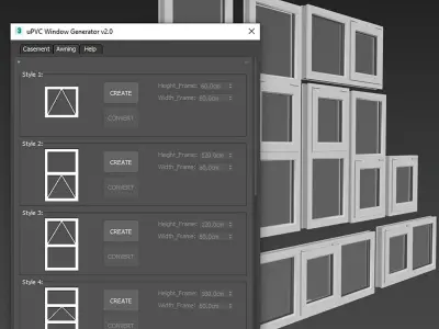 uPVC Window Generator v2 with 16 style 3D model