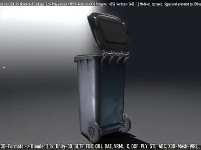 Rigged Residual Waste Can 120L -Low-Poly-Version- Low-poly 3D model