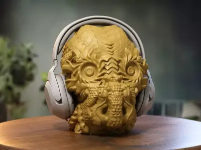 Skull robot dragon Headphone Stand Cyborg skull dragon Headset  3D print model