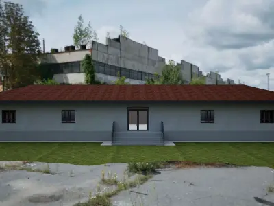 Military Base  Officers Barracks Headquarters Accommodation Low-poly 3D model