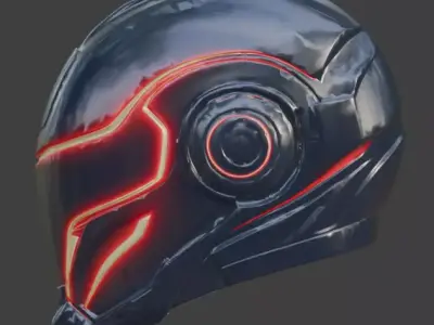 Cyber-Synthetic Interceptor Helmet 3D Model Low-poly 3D model