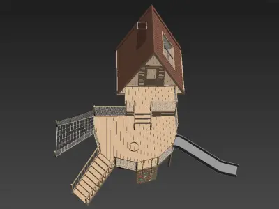 grove wooden game cabin playground 3D model